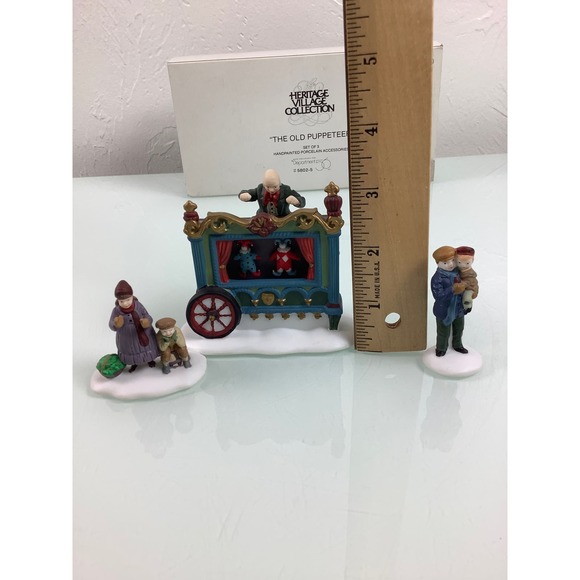 VTG Dept 56 heritage village collection The old Puppeteer 3 figurines Complete - Picture 9 of 11